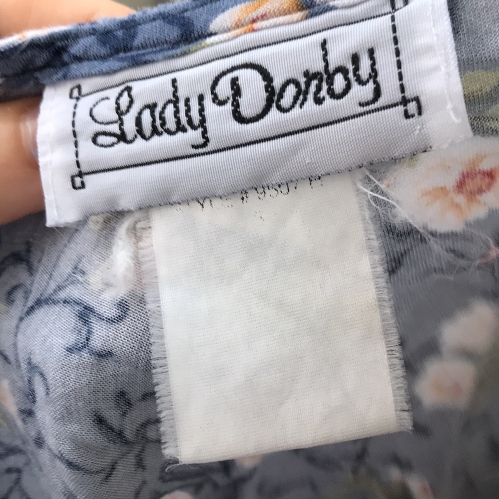 Vintage 90s Lightweight Breezy Chambray Blue and White Floral Midi Tank Sundress - Picture 5 of 5